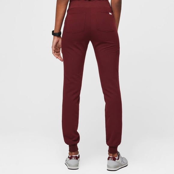 FIGS Zamora Jogger Scrub Burgundy Pants - Picture 2 of 8
